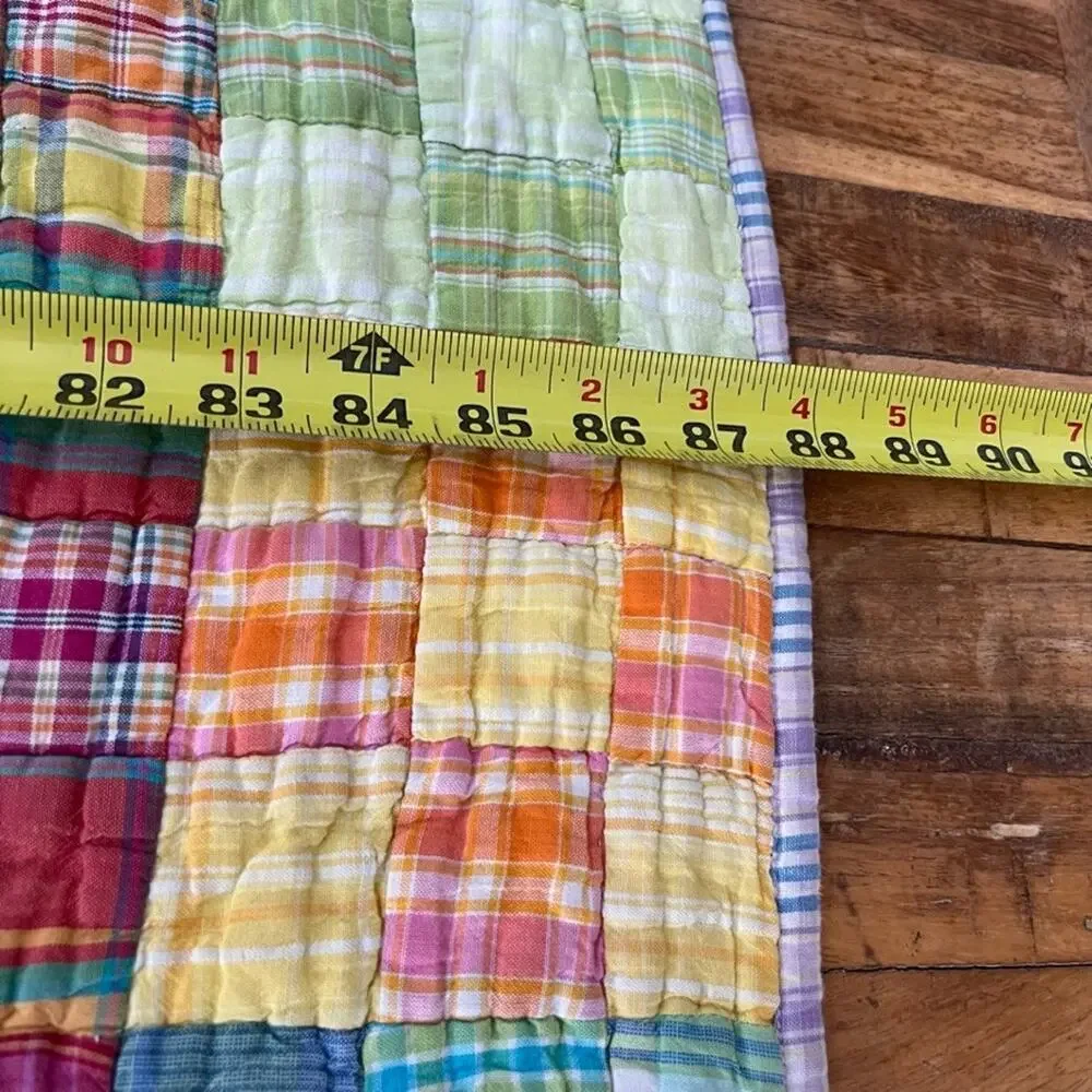 Vintage LNT Home Quilt Square Plaid Patchwork Reversible 88